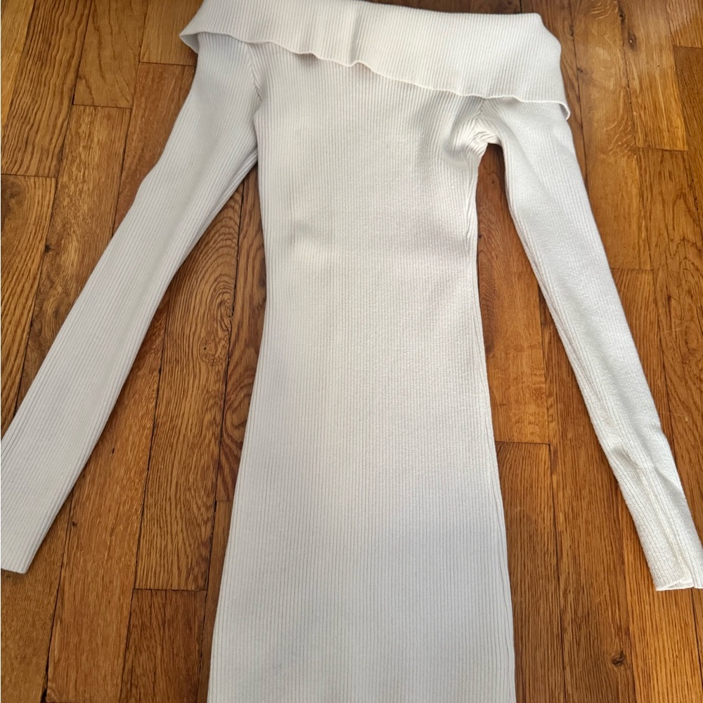 Off-Shoulder Ribbed Knit Dress